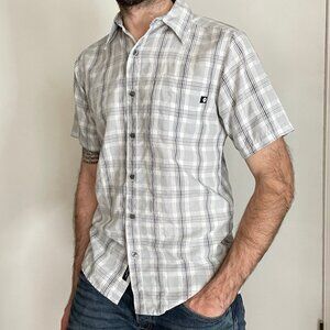 Men's Eldridge Short-Sleeve Shirt Size Small White Grey Check UPF 20